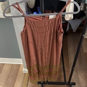 Chic Gold and Brown Mini Dress